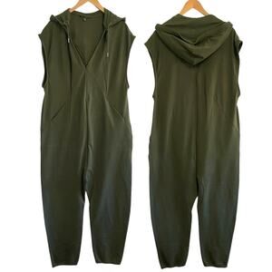 Free People Olive Green Hooded Jumpsuit